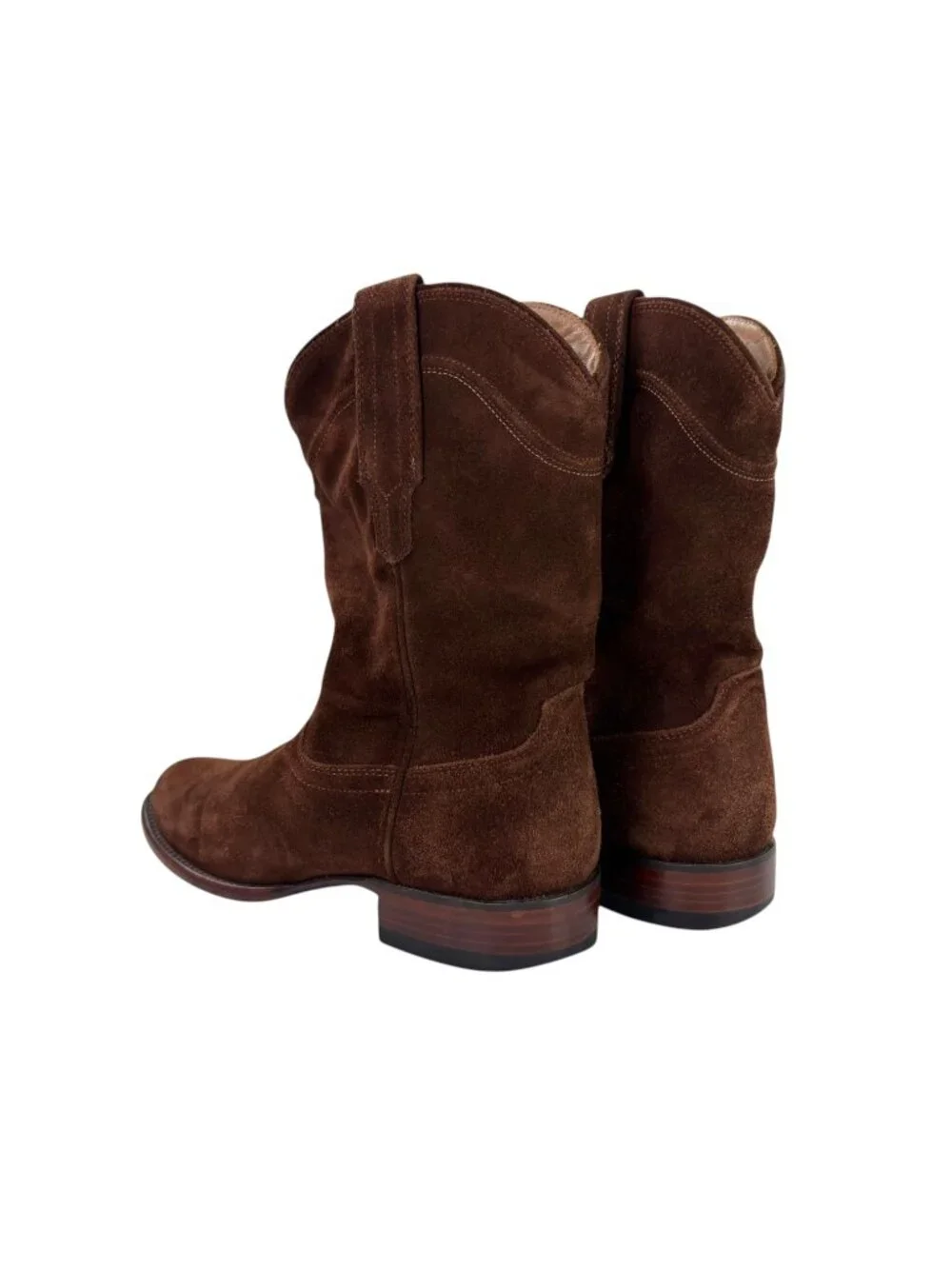 TECOVAS Shane Mocha Suede Mens Boots 7 D Cowboy Western Ranch Pull On Ropers